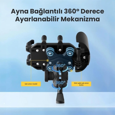 Bix BMPH05 Güneş ve Yağmur Korumalı Ayna Bağlantılı 360° Derece Ayarlanabilir Motosiklet Bisiklet Telefon Tutucu - 6