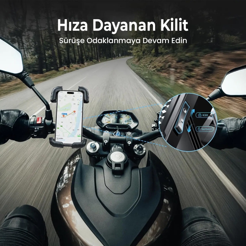 Bix BPH02 360° Derece Ayarlanabilen Gidon Bağlantılı Bisiklet Motosiklet için ABS 4-7.8″ inç Telefon Tutucu - 6