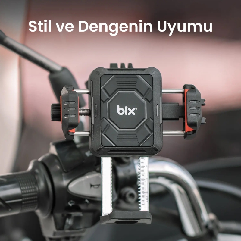 Bix BPH04 Gidon Bağlantılı 360° Derece Ayarlanabilir 4″-7” Telefonlar ile Uyumlu Handlebar Motosiklet Bisiklet Telefon Tutucu - 3