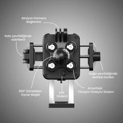 Bix BPH04 Gidon Bağlantılı 360° Derece Ayarlanabilir 4″-7” Telefonlar ile Uyumlu Handlebar Motosiklet Bisiklet Telefon Tutucu - 4