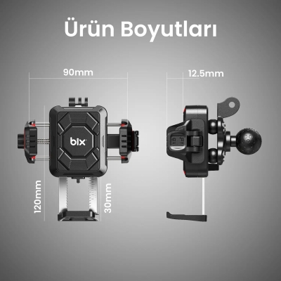 Bix BPH04 Gidon Bağlantılı 360° Derece Ayarlanabilir 4″-7” Telefonlar ile Uyumlu Handlebar Motosiklet Bisiklet Telefon Tutucu - 5