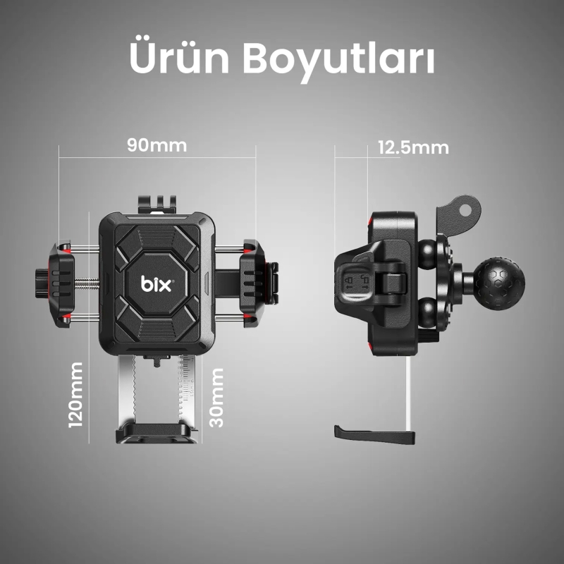 Bix BPH04 Gidon Bağlantılı 360° Derece Ayarlanabilir 4″-7” Telefonlar ile Uyumlu Handlebar Motosiklet Bisiklet Telefon Tutucu - 5