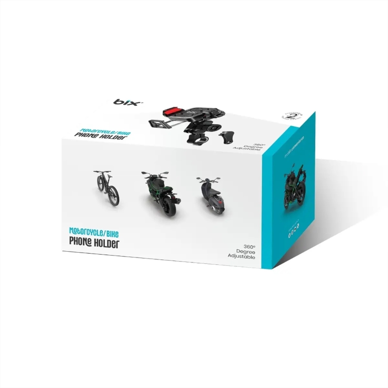 Bix BPH04 Gidon Bağlantılı 360° Derece Ayarlanabilir 4″-7” Telefonlar ile Uyumlu Handlebar Motosiklet Bisiklet Telefon Tutucu - 7