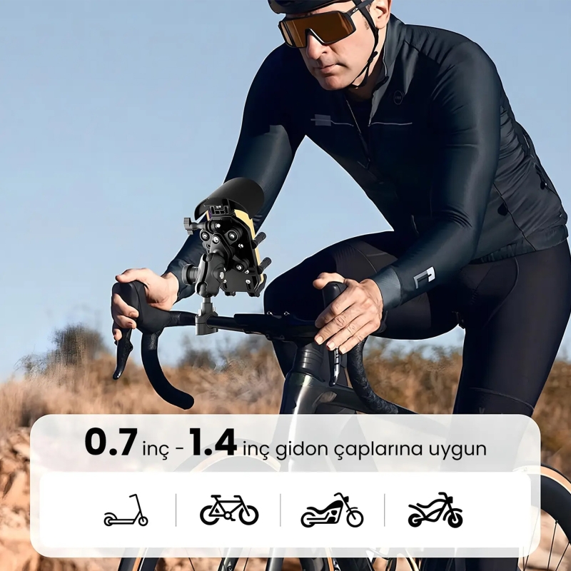 Bix BPH05 Güneş ve Yağmur Korumalı Gidon Bağlantılı 360° Derece Ayarlanabilir Güneşlikli Motosiklet Bisiklet Telefon Tutucu - 5