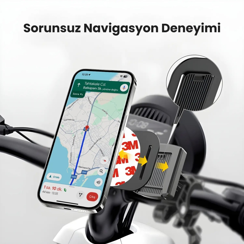 Bix BPH06 Gidon Bağlantılı 360° Derece Ayarlanabilir Hızlı Kilit Özellikli Motosiklet Bisiklet Telefon Tutucu - 6