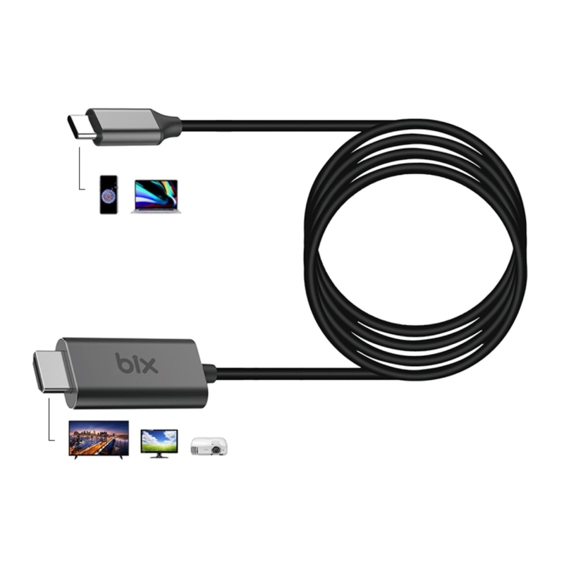 Bix BX02HB Type-C to HDMI 4K 30Hz Multimedya Ses ve Görüntü Aktarım Kablosu 1.8 Metre - 2