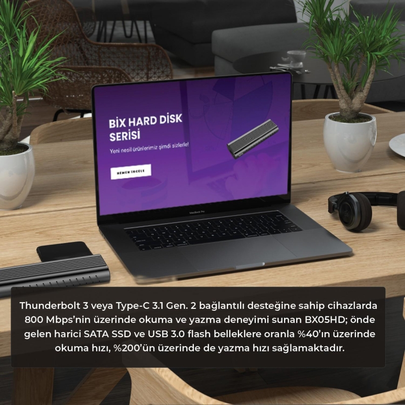 Bix BX05HD Type-C 3.1 Gen2 to PCIe NVMe M.2 SSD Disk Kutusu - 5