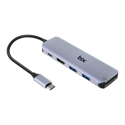 Bix BX09HB Type-C to 2*USB 3.0 4K HDMI PD 100W SD ve Micro SD Kart Okuyucu Çoklayıcı Hub - Bix