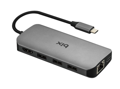 Bix BX10HB Type-C to 4K HDMI 3*USB-A Gigabit Ethernet PD 100W SD ve Micro SD Kart Okuyucu Çoklayıcı Hub - Bix