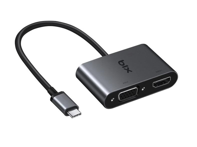 Bix BX14HB Type-C 3.1 to 4K 30Hz HDMI ve VGA Dönüştürücü Adaptör - 1