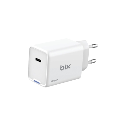 Bix BX1P45G 45W GaN Type-C PD PPS Akım Korumalı LED Göstergeli Hızlı Şarj Aleti Beyaz - Bix
