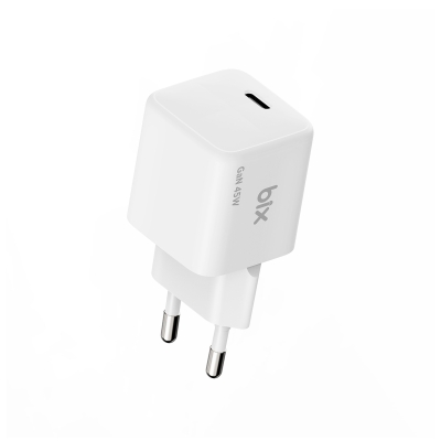 Bix BX1P46G 45W GaN Kompakt Şarj Aleti Type-C PPS/AVS Destekli Hızlı Şarj Cihazı Beyaz - Bix