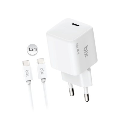 Bix BX1P46G GaN 45W Kompakt Şarj Aleti Type-C PPS/AVS Destekli Hızlı Şarj Cihazı ve 1.2 Metre Type-C Kablo - Bix