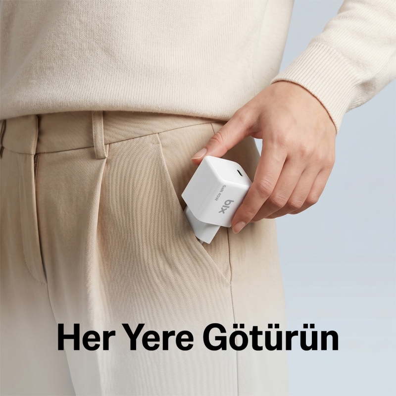 Bix BX1P46G GaN 45W Kompakt Şarj Aleti Type-C PPS/AVS Destekli Hızlı Şarj Cihazı ve 1.2 Metre Type-C Kablo - 6