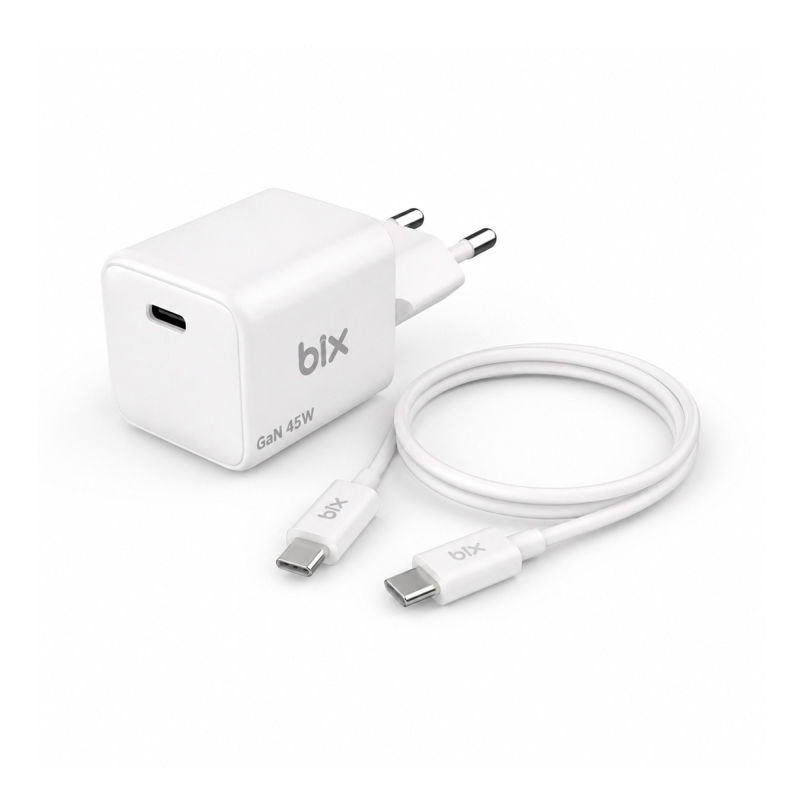 Bix BX1P46G GaN 45W Kompakt Şarj Aleti Type-C PPS/AVS Destekli Hızlı Şarj Cihazı ve 1.2 Metre Type-C Kablo - 7