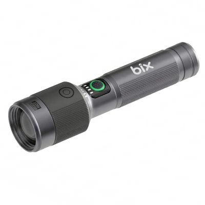Bix BX2101FL 1450 Lümen 30W Led El Feneri Teleskopik Zoom Metal Gövdeli Şarj Edilebilir 690 Metre Uzun Menzilli Flashlight - Bix