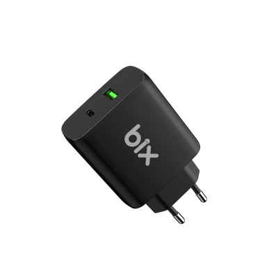 Bix BX2P65G 65W GaN USB-C + USB-A Şarj Aleti iPhone iPad PD PPS Type-C Hızlı Şarj Cihazı Siyah - Bix