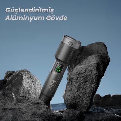 Bix BX5101FL 2300 Lümen 60W Led El Feneri Teleskopik Zoom Metal Gövdeli Şarj Edilebilir 850 Metre Uzun Menzilli Flashlight - 2