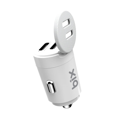 Bix BXCC65C 65W Çift Portlu PD 3.0 Type-C Araç Şarj Cihazı Beyaz - Bix