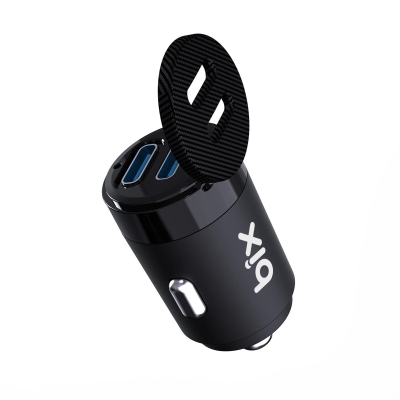Bix BXCC65C 65W Çift Portlu PD 3.0 Type-C Araç Şarj Cihazı Siyah - Bix