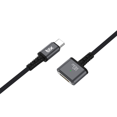 Bix BXM3C 140W Type-C Magsafe 3 Macbook Pro 13″ 14″ 16″ M1 M2 M3 M4 M5 Uyumlu Manyetik Örgülü Şarj Kablosu 2 Metre - 8