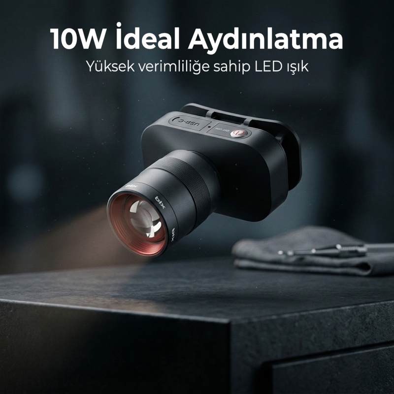 Bix BXT1FL 10W Şarj Edilebilir Kafa Feneri 750 Lümen 2500mAh 4 Işık Modlu Zoom Özellikli LED Kafa Lambası Headlight - 3