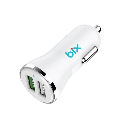 Bix Çift USB Çıkışlı QC 3.0 Araç Şarj Cihazı Beyaz - Bix