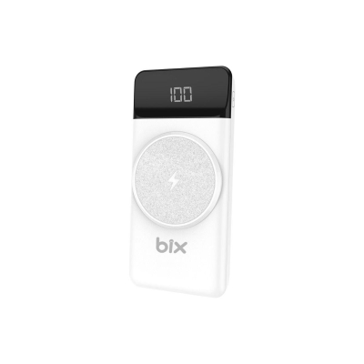Bix PB102 10000 mAh USB PD QC 4.0 Kablosuz Şarj ve Standlı Powerbank Beyaz - Bix