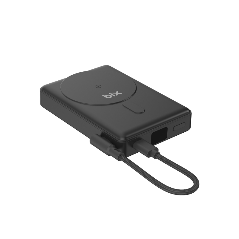 Bix PB117 10000mAh PD20W Hızlı Şarj USB-C Çıkışlı Kablosuz MagSafe Telefon Stant Özellikli Mini Powerbank Siyah - 7