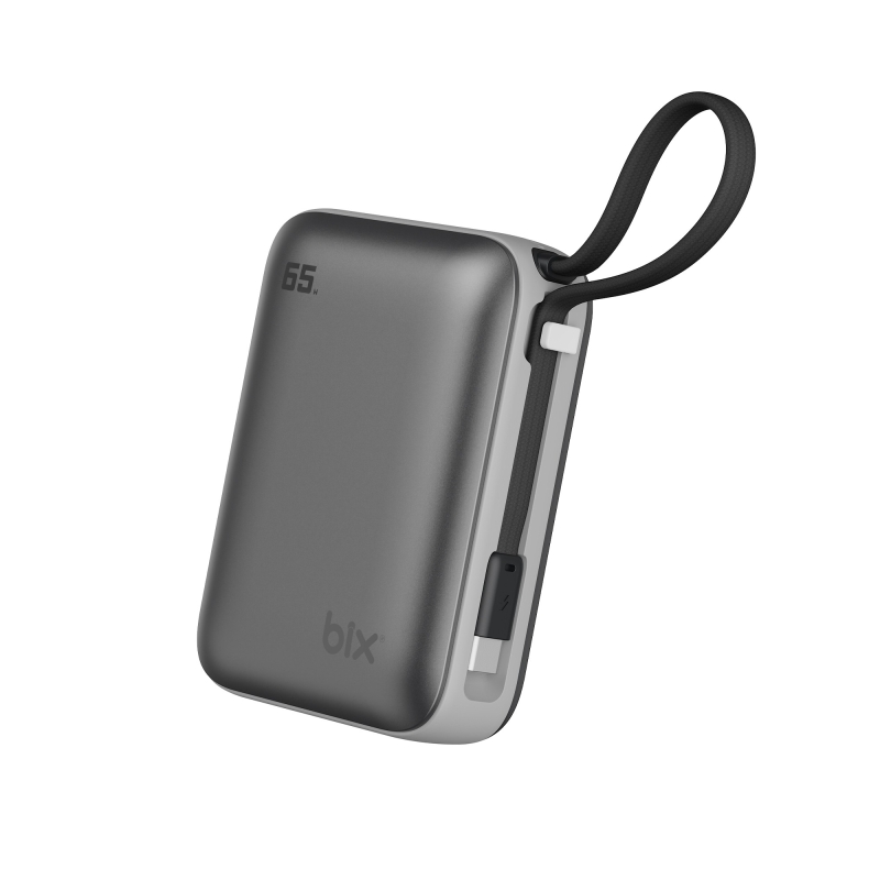Bix PB120 20000mAh 65W Type-C PD Kompakt Tasarımlı Dijital Göstergeli Powerbank Taşınabilir Hızlı Şarj Cihazı Gri - 8