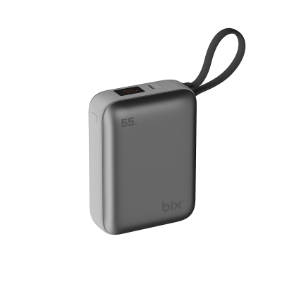 Bix PB120 20000mAh 65W Type-C PD Kompakt Tasarımlı Dijital Göstergeli Powerbank Taşınabilir Hızlı Şarj Cihazı Gri - Bix