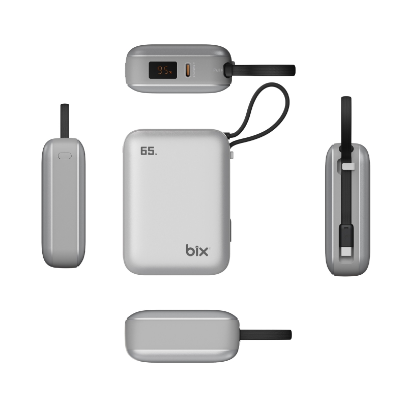 Bix PB120 20000mAh 65W Type-C PD Kompakt Tasarımlı Dijital Göstergeli Powerbank Taşınabilir Hızlı Şarj Cihazı Gümüş - 9