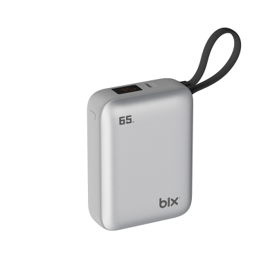 Bix PB120 20000mAh 65W Type-C PD Kompakt Tasarımlı Dijital Göstergeli Powerbank Taşınabilir Hızlı Şarj Cihazı Gümüş - Bix