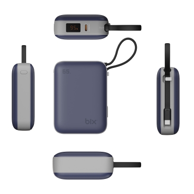 Bix PB120 20000mAh 65W Type-C PD Kompakt Tasarımlı Dijital Göstergeli Powerbank Taşınabilir Hızlı Şarj Cihazı Mavi - 9
