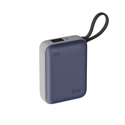 Bix PB120 20000mAh 65W Type-C PD Kompakt Tasarımlı Dijital Göstergeli Powerbank Taşınabilir Hızlı Şarj Cihazı Mavi - Bix