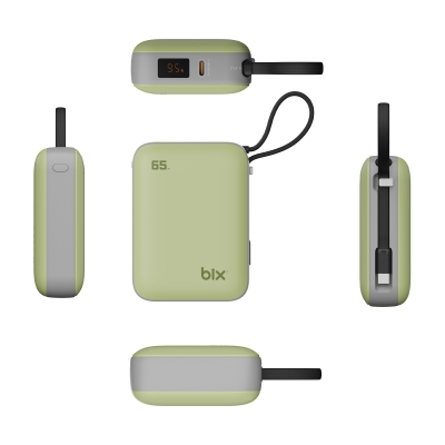Bix PB120 20000mAh 65W Type-C PD Kompakt Tasarımlı Dijital Göstergeli Powerbank Taşınabilir Hızlı Şarj Cihazı Yeşil - 9