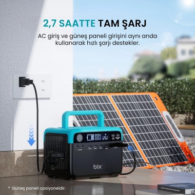 Bix PS60K 300W Taşınabilir Güç İstasyonu 192Wh LiFePO4 Batarya AC/DC/USB Güneş Paneli Uyumlu Power Station - 3