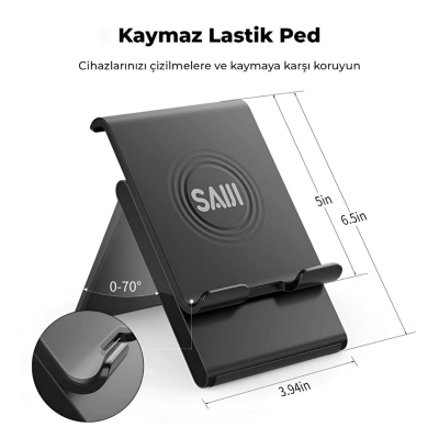 Bix Saiji S0 Plus Ayarlanabilir Masaüstü Telefon ve Tablet Tutucu Stand - 3