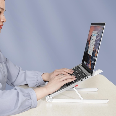 Bix Saiji X1 Alüminyum Katlanabilir Laptop Standı Taşınabilir Tasarım Beyaz - 7