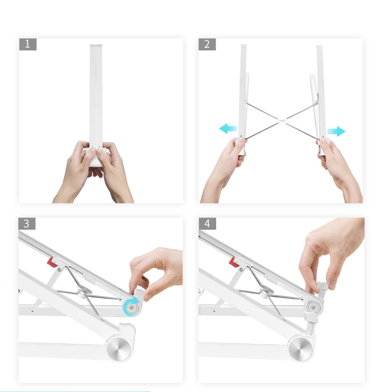 Bix Saiji X1 Alüminyum Katlanabilir Laptop Standı Taşınabilir Tasarım Beyaz - 9