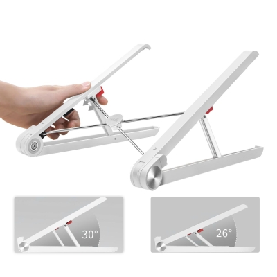 Bix Saiji X1 Alüminyum Katlanabilir Laptop Standı Taşınabilir Tasarım Beyaz - 3