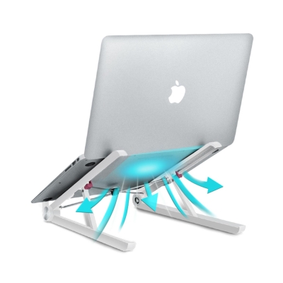 Bix Saiji X1 Alüminyum Katlanabilir Laptop Standı Taşınabilir Tasarım Beyaz - 6
