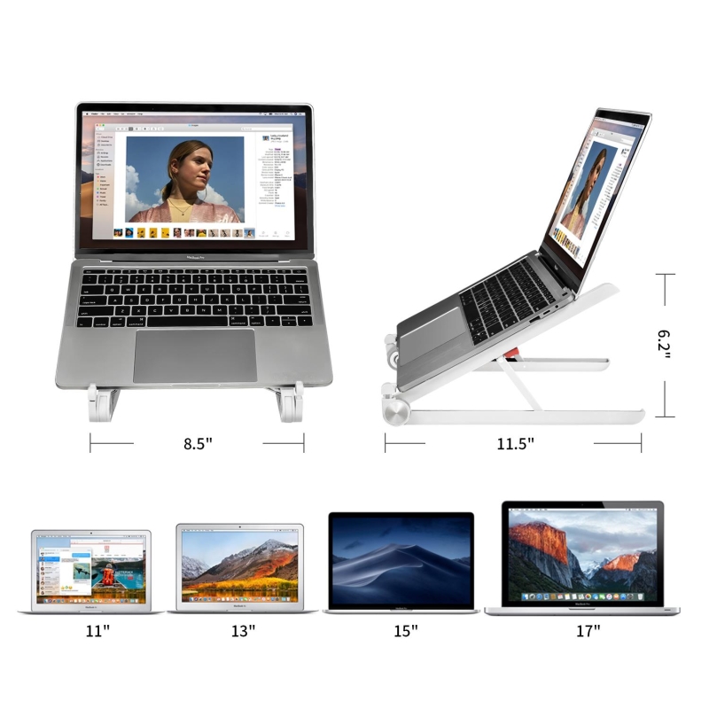Bix Saiji X1 Alüminyum Katlanabilir Laptop Standı Taşınabilir Tasarım Beyaz - 8
