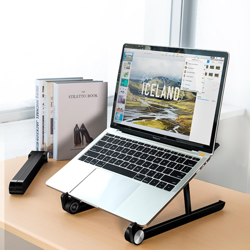 Bix Saiji X1 Alüminyum Katlanabilir Laptop Standı Taşınabilir Tasarım Siyah - 8