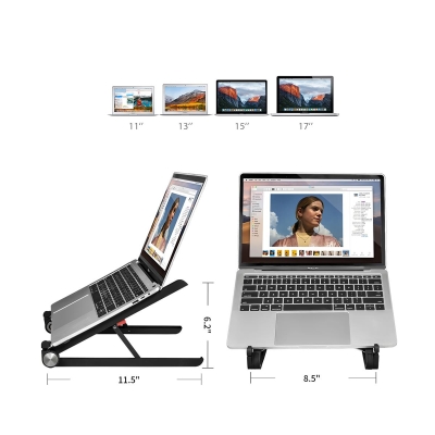 Bix Saiji X1 Alüminyum Katlanabilir Laptop Standı Taşınabilir Tasarım Siyah - 3