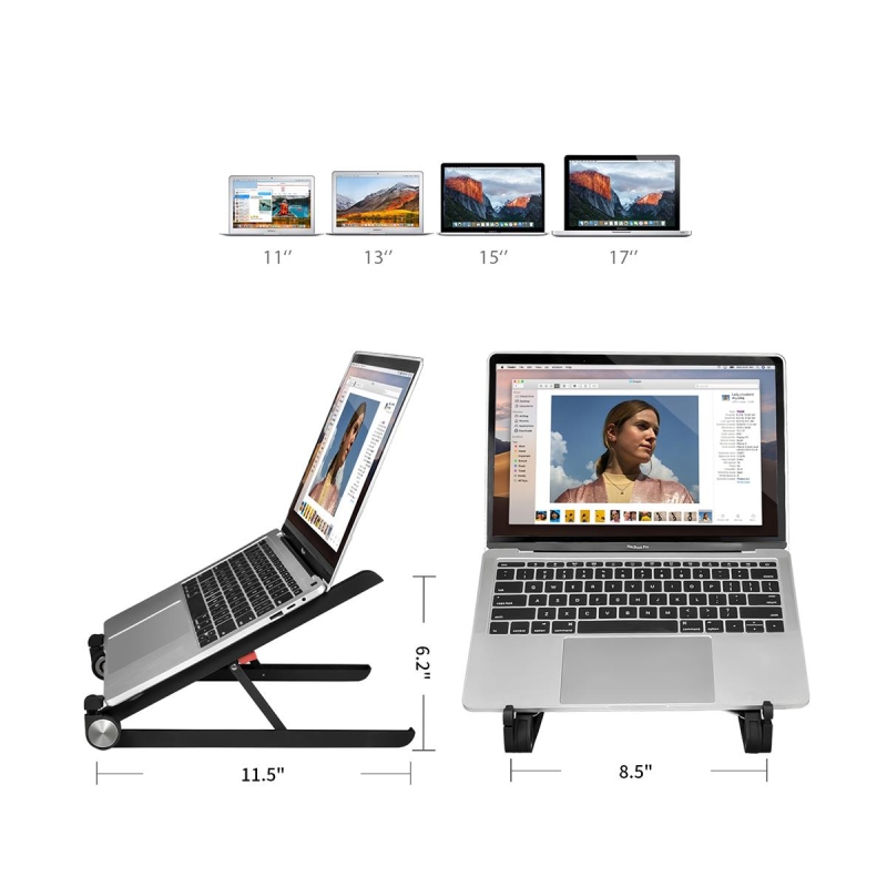 Bix Saiji X1 Alüminyum Katlanabilir Laptop Standı Taşınabilir Tasarım Siyah - 3