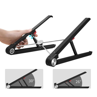 Bix Saiji X1 Alüminyum Katlanabilir Laptop Standı Taşınabilir Tasarım Siyah - 5