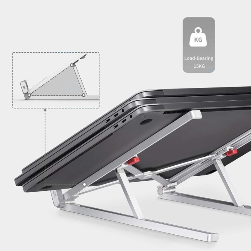 Bix Saiji X2 Taşıma Çantalı Alüminyum Laptop Standı Katlanabilir ve Taşınabilir Silver - 5