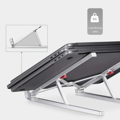 Bix Saiji X2 Taşıma Çantalı Alüminyum Laptop Standı Katlanabilir ve Taşınabilir Silver - 5