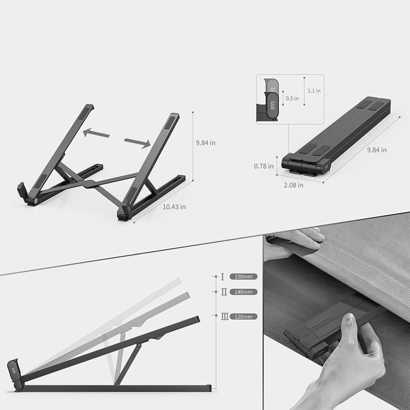 Bix Saiji X2 Taşıma Çantalı Alüminyum Laptop Standı Katlanabilir ve Taşınabilir Siyah - 5